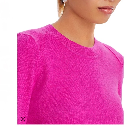 Luxurious 100% Cashmere Puff Sleeve Crewneck Sweater By Aqua in Wildberry - Picture 4 of 7